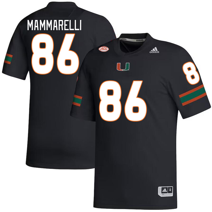Men #86 Dominic Mammarelli Miami Hurricanes College Football Jerseys Stitched-Black